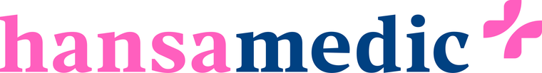 Das hansamedic-Logo in den Farben Blau und Pink
